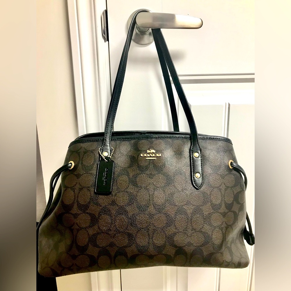 Coach Brown Shoulder Bag with Signature Monogram